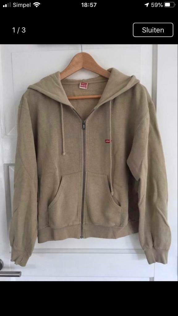 Levi’s vest maat M beige zand jack sportvest hoodie, Kleding | Dames, Truien en Vesten, Gedragen, Maat 38/40 (M), Beige, Ophalen of Verzenden