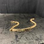 18 k gouden baby armband met plaat, Ophalen of Verzenden, Zo goed als nieuw, Goud, Goud