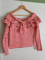 H&M gestreept shirtje off shoulder ruches, H&M, Ophalen of Verzenden, Zo goed als nieuw, Lange mouw