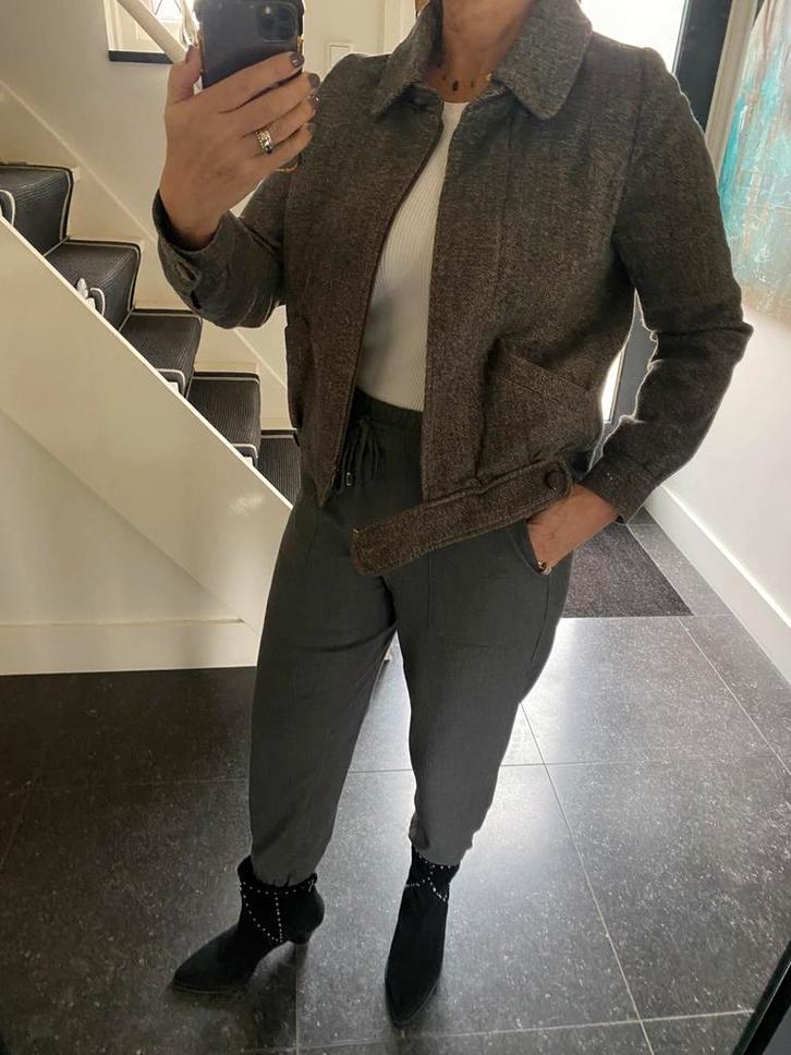 Ba&Sh, prachtig bomberjack, 49% wol, maat 1 S/M, Kleding | Dames, Jassen | Winter, Zo goed als nieuw, Maat 38/40 (M), Grijs, Ophalen of Verzenden