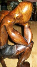 Groot Houten Beeld Sportman  of de Denker, Antiek en Kunst, Ophalen of Verzenden