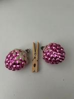 2 vintage glazen kerstballen roze druiventros, Diversen, Kerst, Ophalen of Verzenden, Zo goed als nieuw