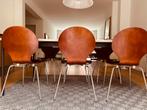 Eetkamerstoelen Deens design, Huis en Inrichting, Stoelen, Ophalen, Bruin, Zo goed als nieuw, Modern