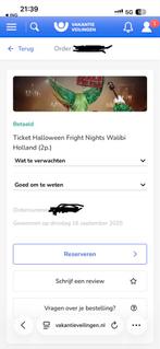 Halloween fright night ticket, Tickets en Kaartjes, Twee personen, Ticket of Toegangskaart