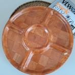Vintage jaren 70 houten snackschaal., Ophalen of Verzenden, Zo goed als nieuw, Rond, Hout