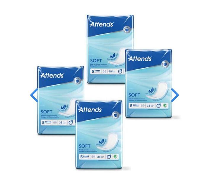 Attends Soft 5 Incontinentie Inleggers - 4 Pakken, Diversen, Verpleegmiddelen, Nieuw, Ophalen of Verzenden