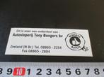 sticker zeeland onderdeel van autosloperij tony bongers bv, Ophalen, Zo goed als nieuw, Bedrijf of Vereniging