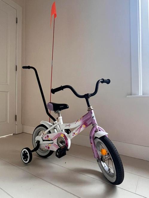 Kinderfiets 12 inch met zijwieltjes / duwstang, Fietsen en Brommers, Fietsen | Kinderfietsjes, Zo goed als nieuw, Minder dan 16 inch