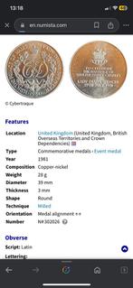 Medaillon Lady Diana, Postzegels en Munten, Overige materialen, Ophalen of Verzenden, Buitenland