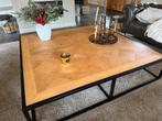 Unieke, handgemaakte salontafel 180x180 cm eiken/staal, Huis en Inrichting, Tafels | Salontafels, Ophalen, 150 tot 200 cm, Vierkant