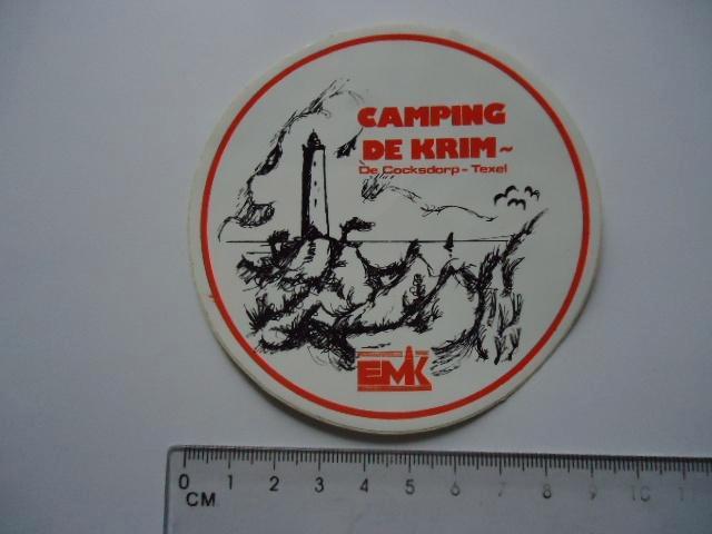 sticker oud TEXEL Camping DE KRIM De Cocksdorp wadden camper, Verzamelen, Stickers, Zo goed als nieuw, Bedrijf of Vereniging, Verzenden