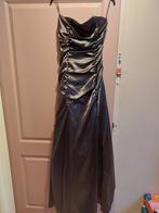Grijze satijnen avondjurk *Lissa Paris* mt. 36, Kleding | Dames, Galajurk, Ophalen of Verzenden, Zo goed als nieuw, Maat 36 (S)