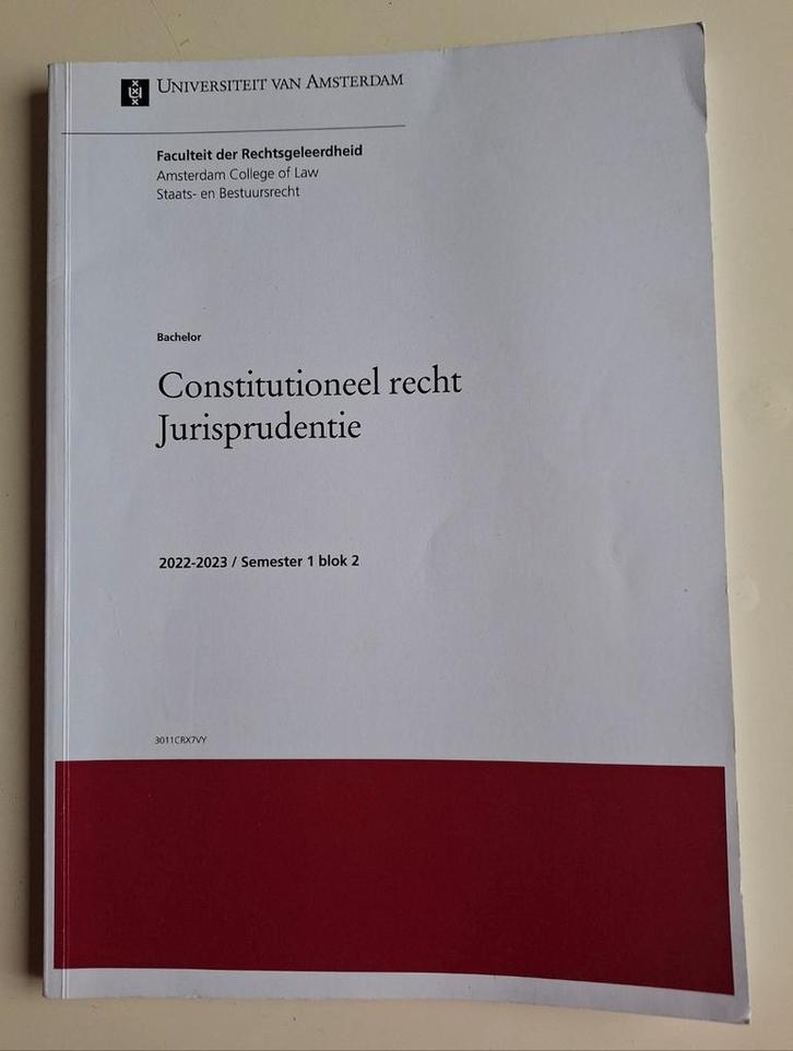 Constitutioneel recht Jurisprudentie UvA, Boeken, Studieboeken en Cursussen, Zo goed als nieuw, WO, Ophalen of Verzenden