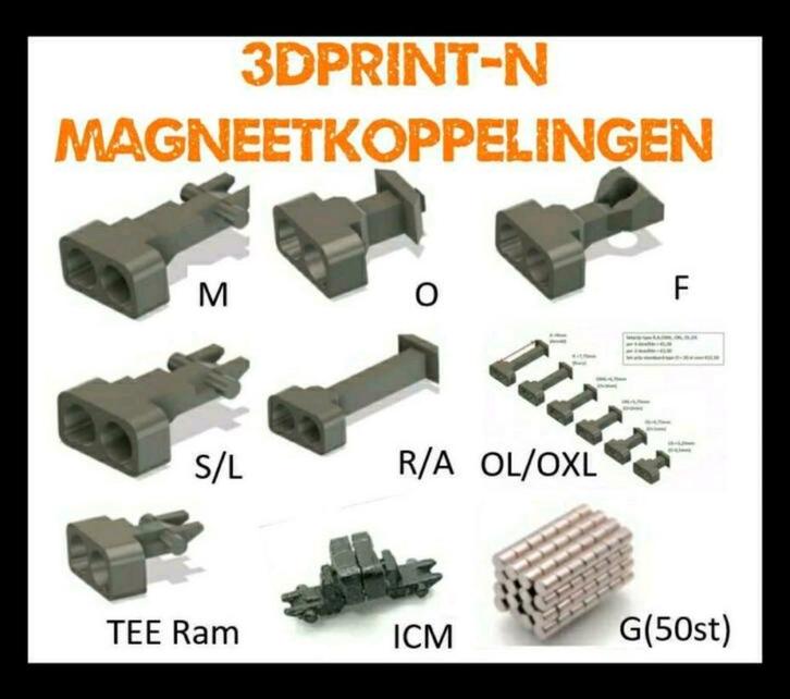 3dPrint-N Magneetkoppelingen en NS trein en baan accessoires, Hobby en Vrije tijd, Modeltreinen | N-Spoor, Wagon, Gelijkstroom