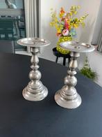 2 Kaars standaard zilver houder lantaarn metaal, Ophalen of Verzenden, Overige materialen