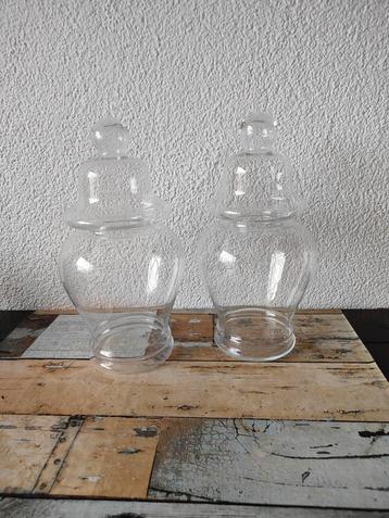 2 glaze potten met deksel hxdrs 35x12,5 cm beschikbaar voor biedingen
