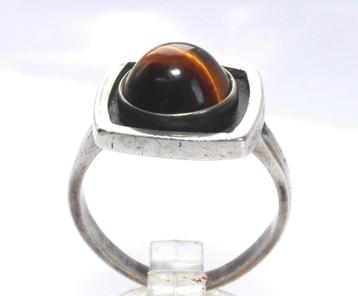 Prachtige Deense 925S Zilver Tijgeroog Ring N.E. From beschikbaar voor biedingen