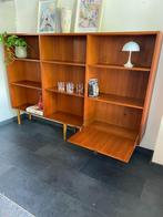 Vintage Deense Vakkenkast/Boekenkast met klep, Ophalen, Gebruikt, 150 tot 200 cm, Teakhout