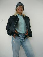 *Abfab Vintage Donkerblauwe Bomberjack L*, Kleding | Dames, Jassen | Winter, Blauw, Classics, Maat 42/44 (L), Ophalen of Verzenden