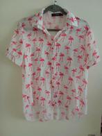 Blouse met flamingo, Kleding | Dames, Blouses en Tunieken, Wit, Maat 42/44 (L), Musthaves, Ophalen of Verzenden
