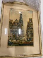 Ingelijste Tekening Stadsgezicht Amsterdam, Ophalen of Verzenden