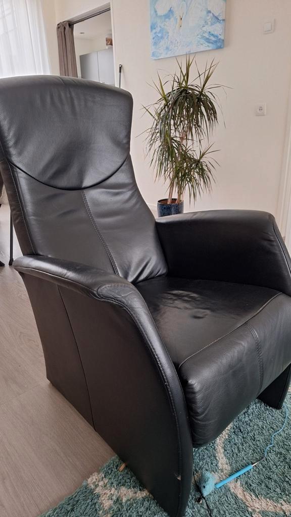 Lederen Relaxstoel met Ligfunctie, Huis en Inrichting, Fauteuils, Gebruikt, Leer, 75 tot 100 cm, 75 tot 100 cm, Ophalen
