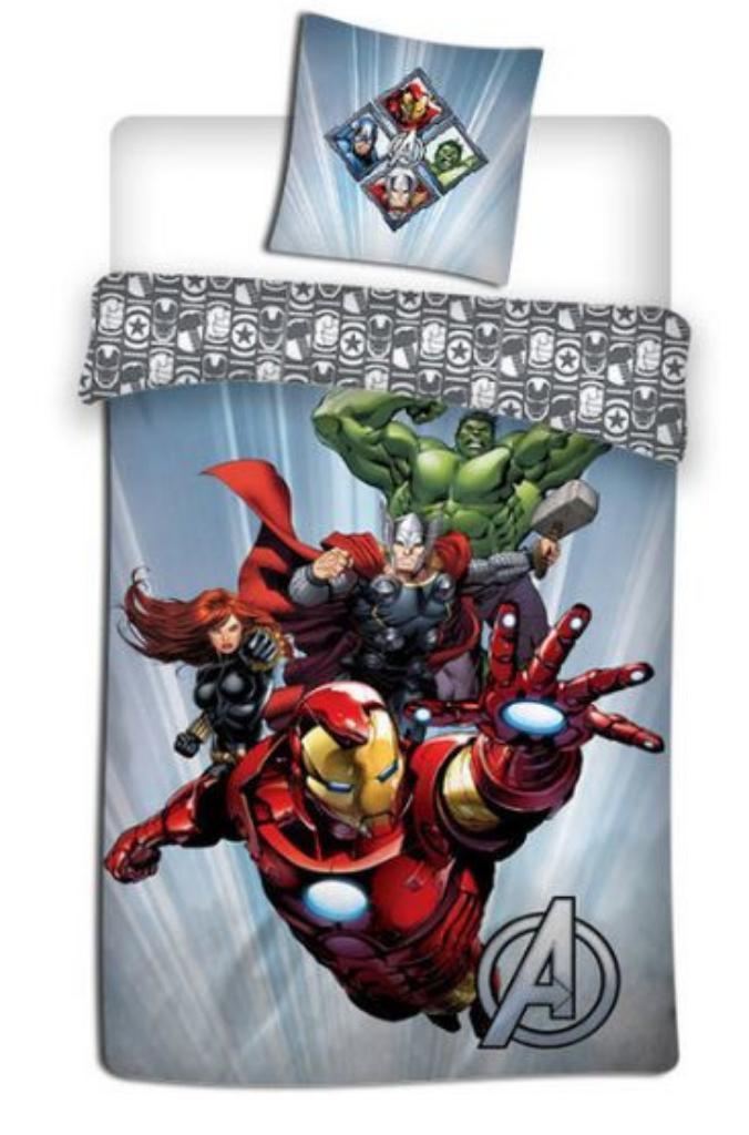 Avengers Dekbedovertrek 140 x 200 cm - Grijs - Marvel, Kinderen en Baby's, Kinderkamer | Beddengoed, Nieuw, Dekbedovertrek, Grijs