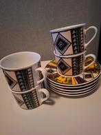 4 kop en schotels  retro HW collection, Ophalen of Verzenden, Aardewerk, Overige stijlen, Kop(pen) en/of Schotel(s)