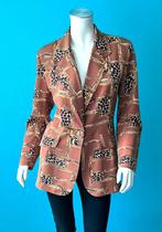 Vintage originele jaren 80 blazer bruin/motief maat 40, Maat 38/40 (M), Bruin, Verzenden, Vintage