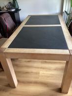 Zware eiken tafel met leisteen blad, Huis en Inrichting, Tafels | Eettafels, Ophalen, Gebruikt, Eikenhout, 200 cm of meer