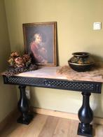 Side table met antieke gietijzeren baluster poten, Huis en Inrichting, Tafels | Sidetables, Zo goed als nieuw, Antiek, Ophalen