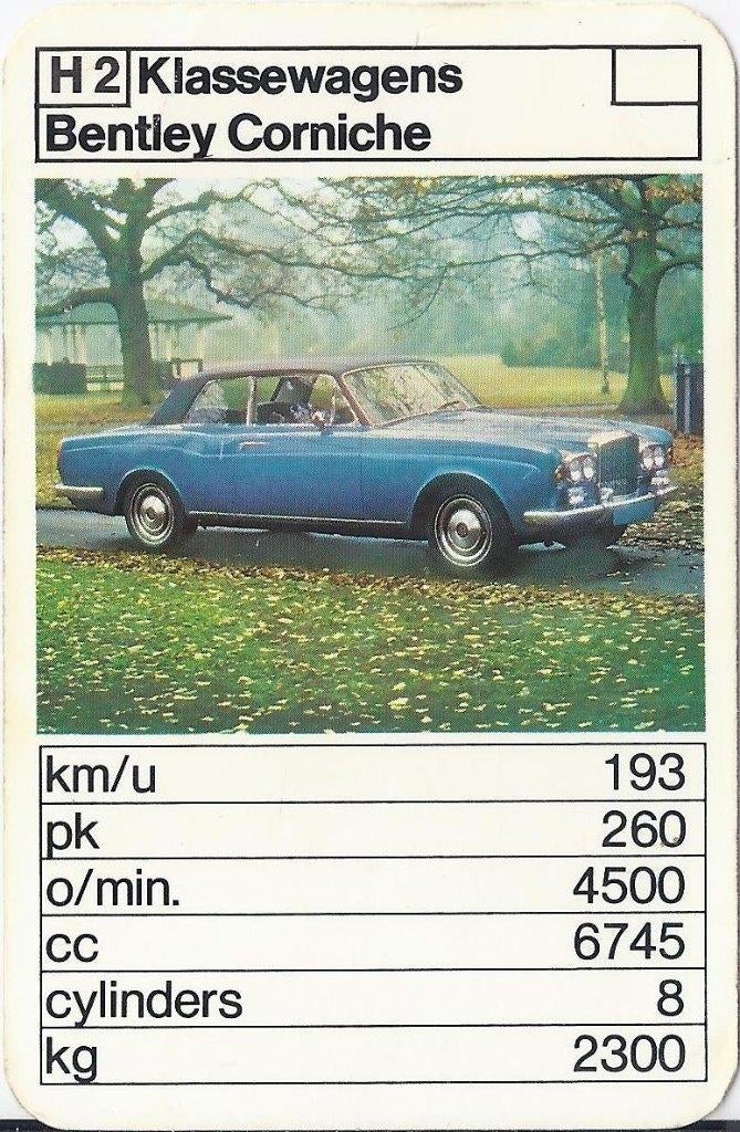 Kw2216 autokaartje H2 -- bentley corniche, Verzenden, Zo goed als nieuw, Auto's