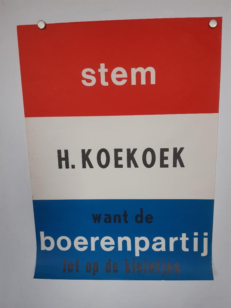 Originele verkiezingsposter Boer Koekoek Boerenpartij, Ophalen of Verzenden, A1 t/m A3, Reclame, Rechthoekig Staand