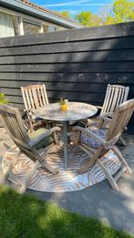 Houten tuinset met evt vloerkleed buiten, Ophalen, Gebruikt, Hout