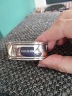 Verzilverde servetring met opschrift m.p.s. Amsterdam, Ophalen, Gebruikt