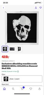 Doodshoofd wand decoratie ( spiegel en stras) skull!, Ophalen, Gebruikt