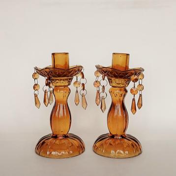 Stel Kandelaars Persglas Brocante beschikbaar voor biedingen
