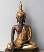 Oud bronzen Boeddha beeld - Bladgoud vergulding, Ophalen of Verzenden