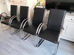 4 zwarte nep leren eetkamerstoelen, Huis en Inrichting, Stoelen, Ophalen, Gebruikt, Zwart, Vijf, Zes of meer stoelen