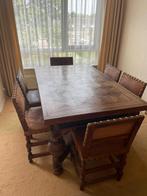 Antieke uittrekbare bolpoottafel met 6 stoelen., Antiek en Kunst, Antiek | Meubels | Tafels, Ophalen of Verzenden