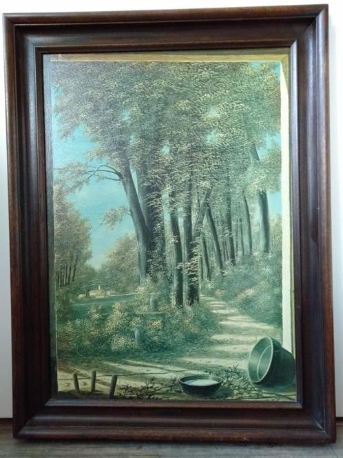 Schilderij - Uitzicht op bospad / Nino Parola, Antiek en Kunst, Kunst | Schilderijen | Klassiek, Ophalen of Verzenden