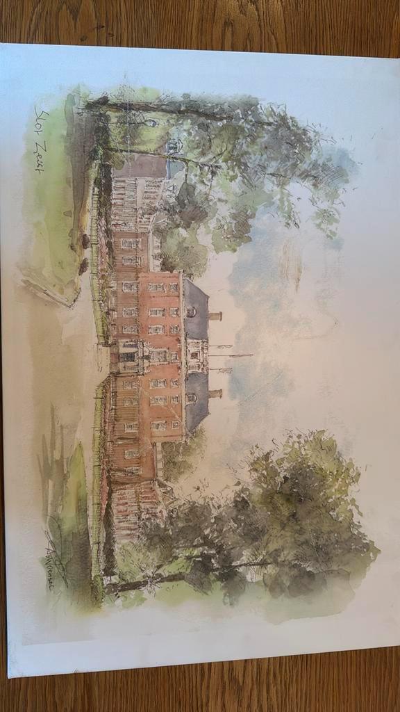 5 Aquarellen op doek, Utrecht & Omgeving - 60x40cm, Antiek en Kunst, Kunst | Tekeningen en Foto's, Ophalen of Verzenden