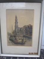 Amsterdam, Mooie kleurets Mar.JANSSEN, Westertoren en omgevi, Antiek en Kunst, Kunst | Etsen en Gravures, Ophalen