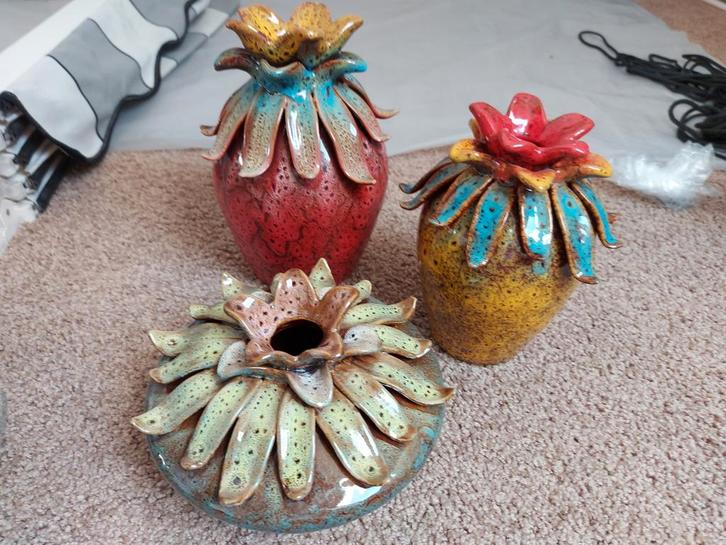 Vazen van Luimes en Luimes, Huis en Inrichting, Woonaccessoires | Vazen, Zo goed als nieuw, Blauw, Minder dan 50 cm, Glas, Ophalen of Verzenden