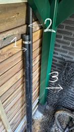 2 meter hekwerk, 1 grondpaal en 1 ligger., Ophalen of Verzenden, Gebruikt, IJzer