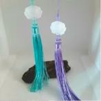 Set Lange Chinese Hanfu kwasten met helderwitte Jade Lotus, Ophalen, Nieuw