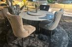 Tower eettafel glossy wit stenen blad met zwarte poot, Ophalen of Verzenden
