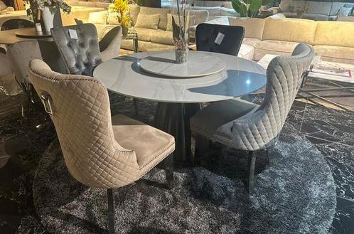 Tower eettafel glossy wit stenen blad met zwarte poot, Antiek en Kunst, Antiek | Kantoor en Zakelijk, Ophalen of Verzenden