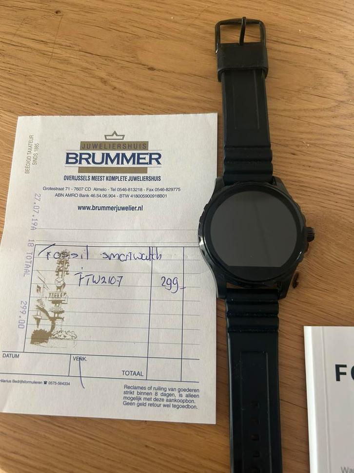 Fossil Q-marshal, Sieraden, Tassen en Uiterlijk, Smartwatches, Gebruikt, Android, Zwart, Ophalen of Verzenden