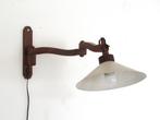 vintage houten wandlamp, zwenklamp, Ophalen, Gebruikt, Metaal, Vintage